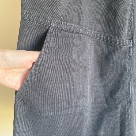 Banana Republic Factory Split Neck Mini Dress Black Safari Minimalist Sz LP NWT - Picture 12 of 13